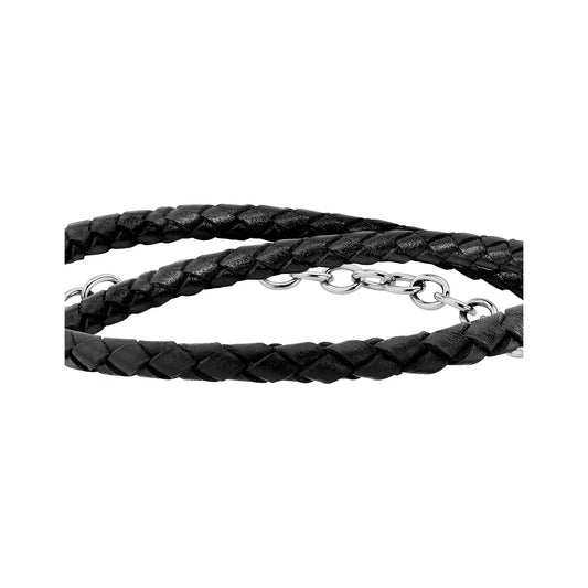 Bracciale Uomo Trussardi T-Leather TJAXZ17 – Multi-giro in Pelle e Acciaio - Trussardi