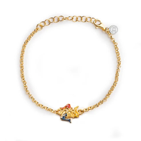 Bracciale Donna Isola Bella Rolò Trinacria 60000178 in Acciaio Placcato Oro e Smalti Multicolore - Arena Gioielli - Isola bella