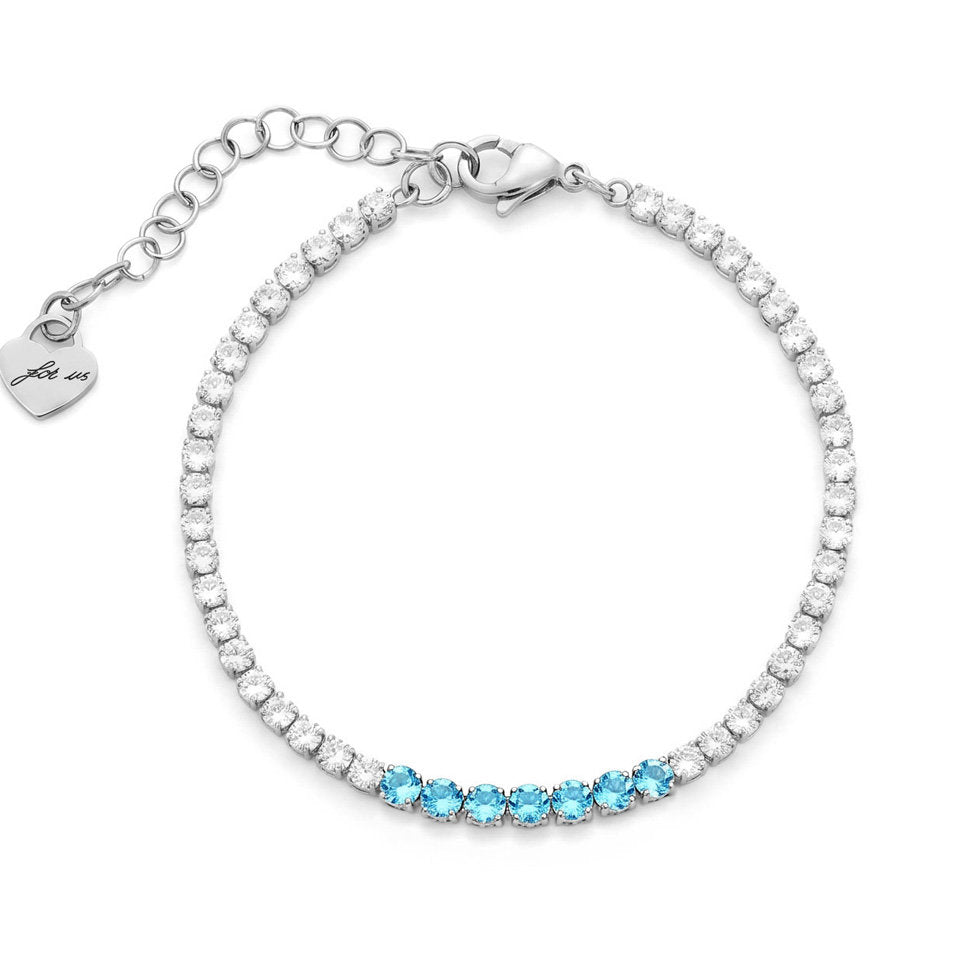 Bracciale Donna Cesare Paciotti 4US 4UBR9017W Tennis in Acciaio con Cristalli Bianchi e Azzurri - Arena Gioielli - cesare paciotti