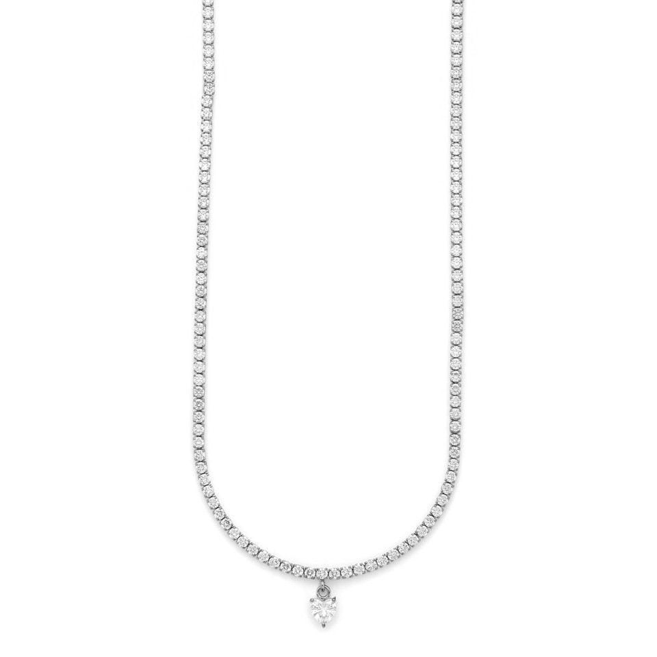 Collana Donna Cesare Paciotti 4US 4UCL9028W Tennis in Acciaio con Cristalli Bianchi e Pendente a Cuore Trasparente - Arena Gioielli - cesare paciotti