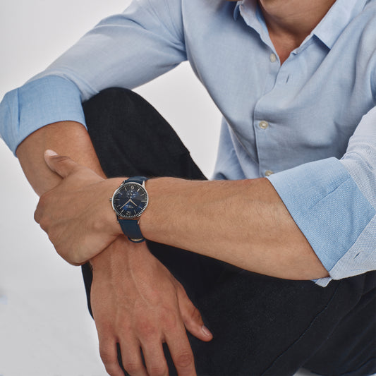 Orologio Solo Tempo Uomo Breil Tribe Belmont EW0851 in Pelle Blu e Acciaio con Quadrante Blu 39 mm - Arena Gioielli - Breil