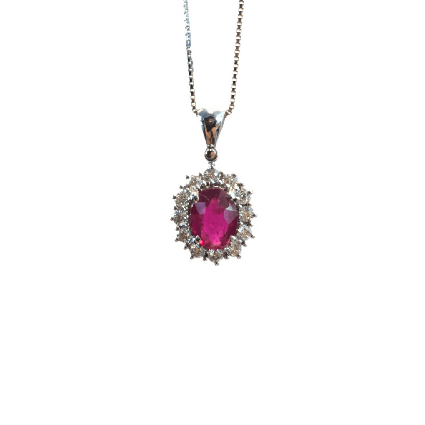 Collana PG oro, diamanti e rubino CIOK+038/187R - Arena Gioielli