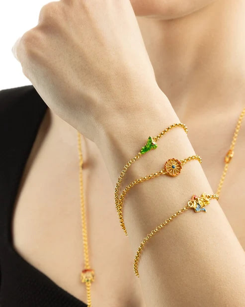 Bracciale Donna Isola Bella Rolò Sicilia 60000151 in Acciaio Placcato Oro e Smalto Verde - Isola bella