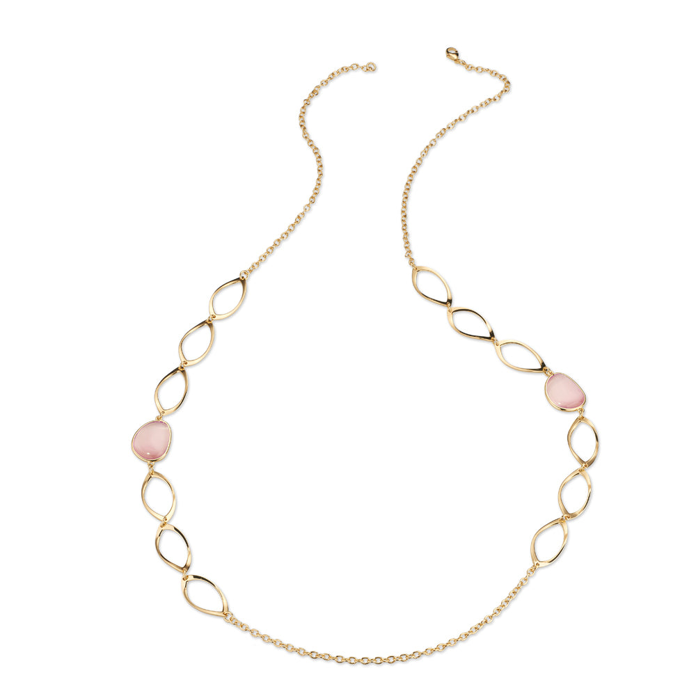 Collana Lunga Donna Sovrani Ottone Dorato Quarzo Rosa J12353 - Sovrani