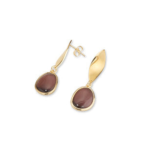 Orecchini Donna Sovrani Ottone Dorato Pendenti Quarzo Fumé Marrone J12364 - Sovrani