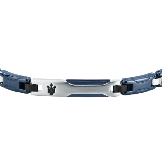 Bracciale Uomo Maserati Ceramic in Ceramica Blu e Acciaio con Tridente JM426ATZ94 - Arena Gioielli - Maserati