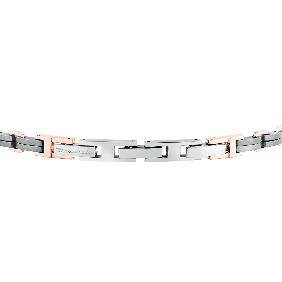 Bracciale Uomo Maserati Titanium a Catena in Acciaio Grigio con Dettagli Rose Gold JM426AXF05 - Maserati