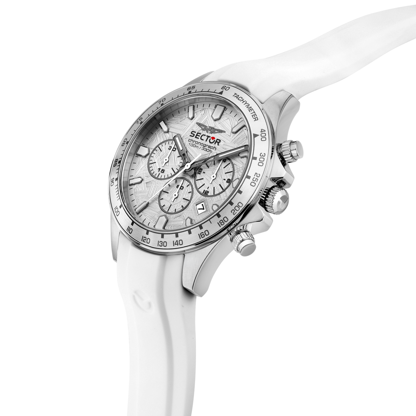 Orologio Uomo Sector 230 Cronografo in Acciaio Silver e Silicone Bianco R3271661037 - Sector