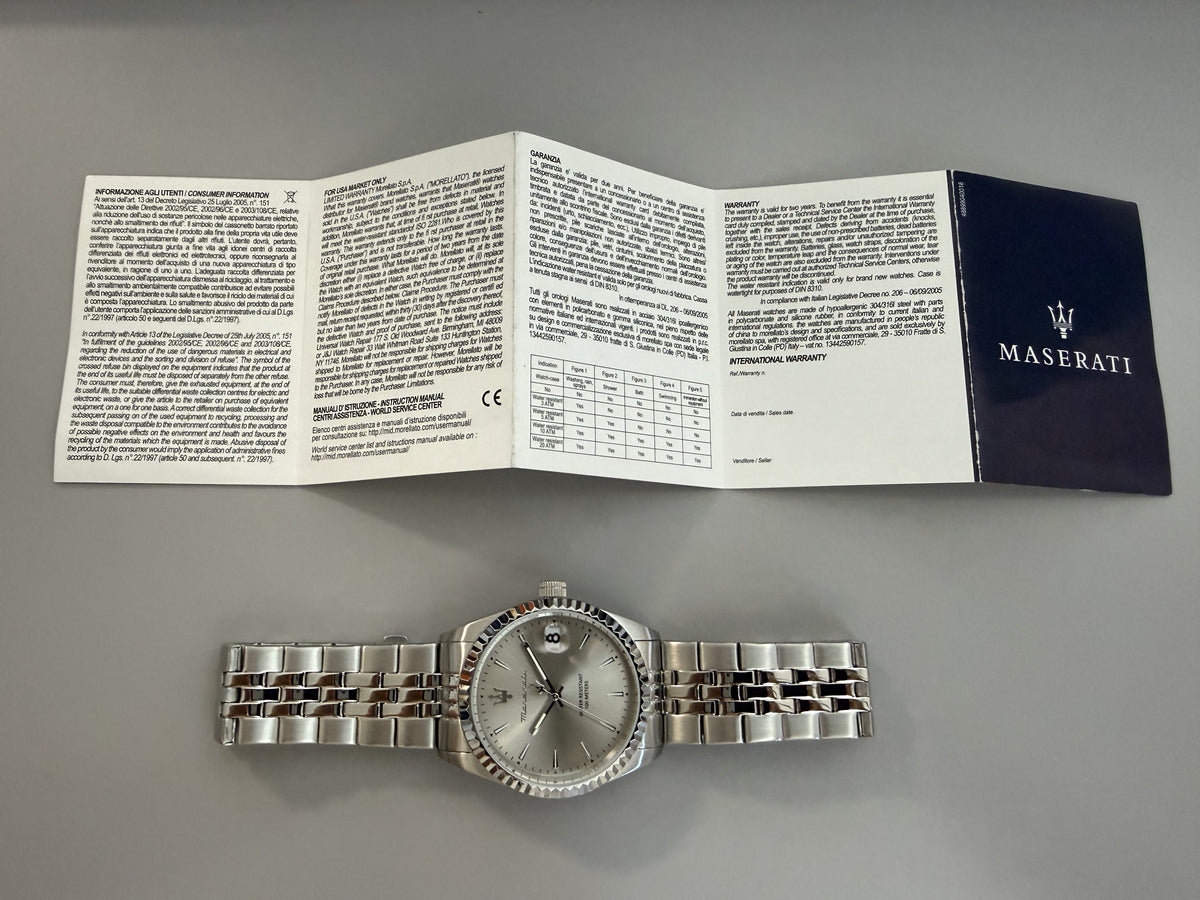 Orologio Uomo Maserati Competizione Solo Tempo in Acciaio Silver con Quadrante Argento R8853100055 - Arena Gioielli - Maserati