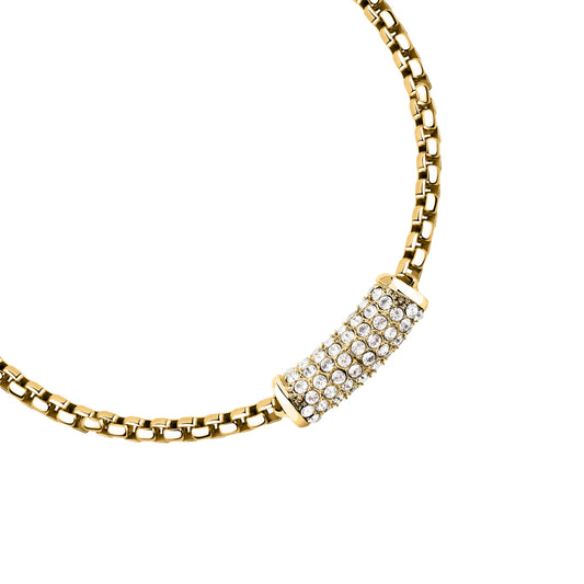 Bracciale Donna Trussardi T-Design in Acciaio Dorato con Cristalli Bianchi TJAXA47 - Arena Gioielli - Trussardi
