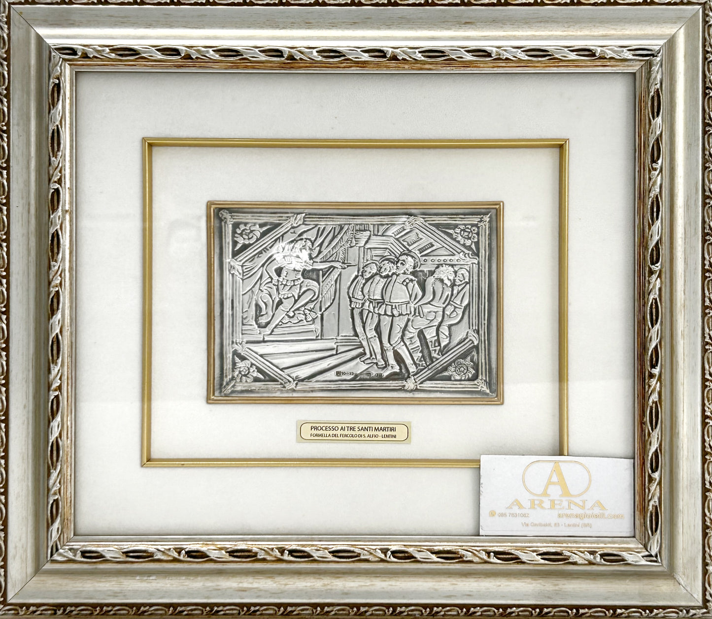 Quadro "PROCESSO DEI TRE SANTI MARTIRI" cornice argento classica