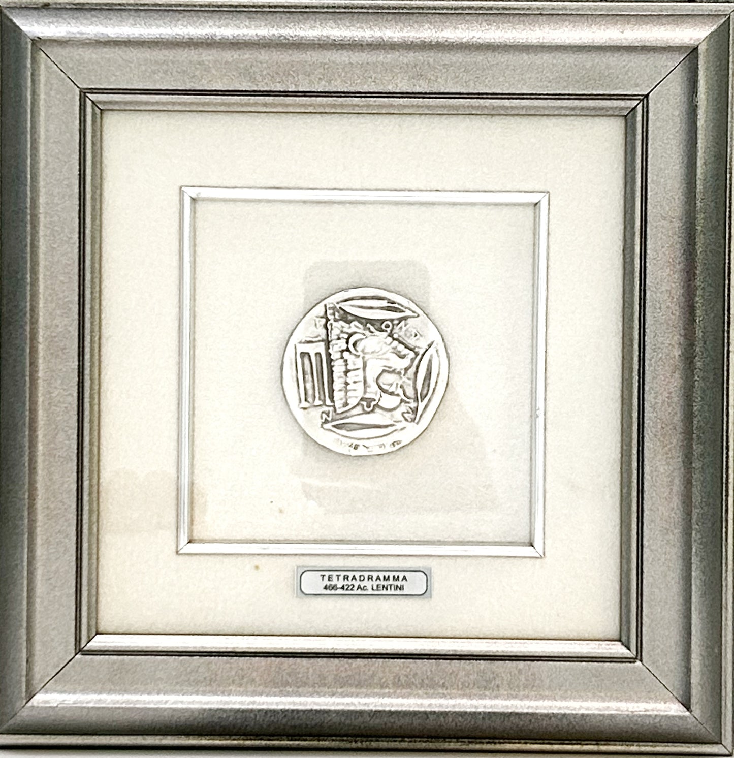 Quadro Tetradramma moneta di Lentini Cornice argento classica Singola