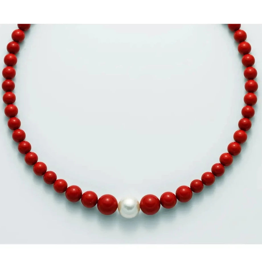 Collana in argento e corallo rosso degradè Terra e Mare - Arena Gioielli