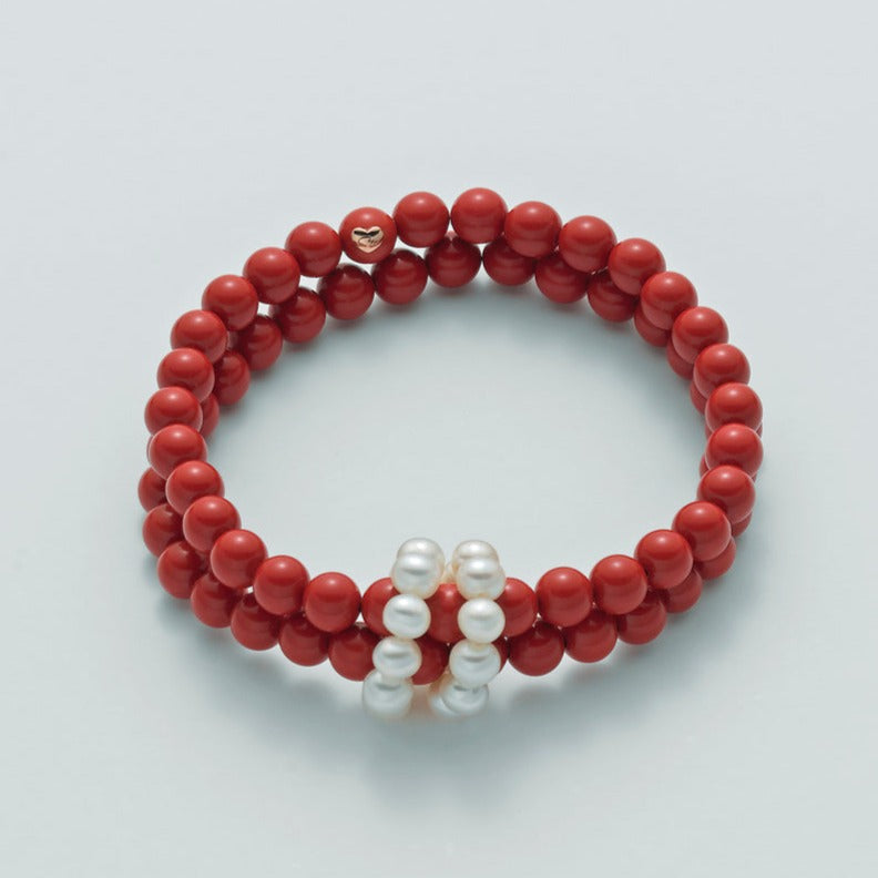 Bracciale in argento 925 Terra e Mare 6mm corallo PBR2219 - Arena Gioielli
