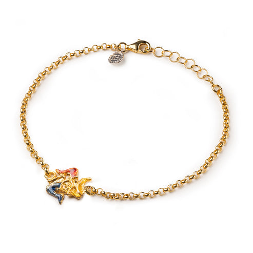Bracciale Donna Isola Bella Rolò Trinacria 60000178 in Acciaio Placcato Oro e Smalti Multicolore - Arena Gioielli - Isola bella