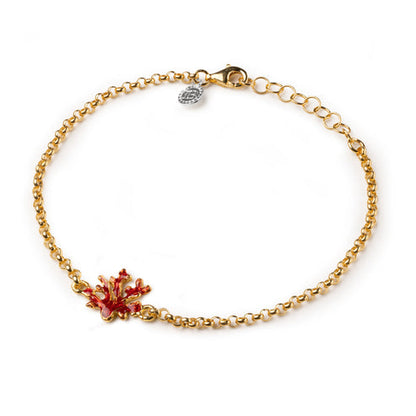 Bracciale Donna Isola Bella Rolò Corallo 60000170 in Acciaio Placcato Oro e Smalto Rosso - Arena Gioielli