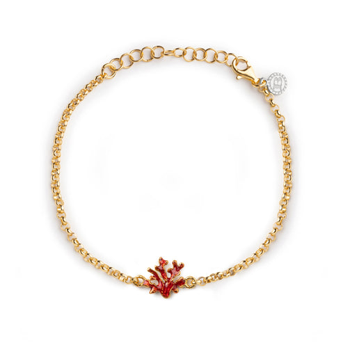 Bracciale Donna Isola Bella Rolò Corallo 60000170 in Acciaio Placcato Oro e Smalto Rosso - Arena Gioielli