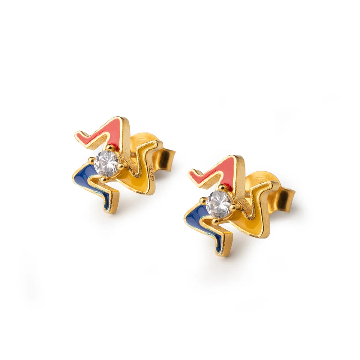Orecchini Lobo Donna Isola Bella Mini Trinacria Gemma 60000108 Placcati Oro con Smalti e Punto Luce - Arena Gioielli