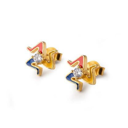 Orecchini Lobo Donna Isola Bella Mini Trinacria Gemma 60000108 Placcati Oro con Smalti e Punto Luce - Arena Gioielli