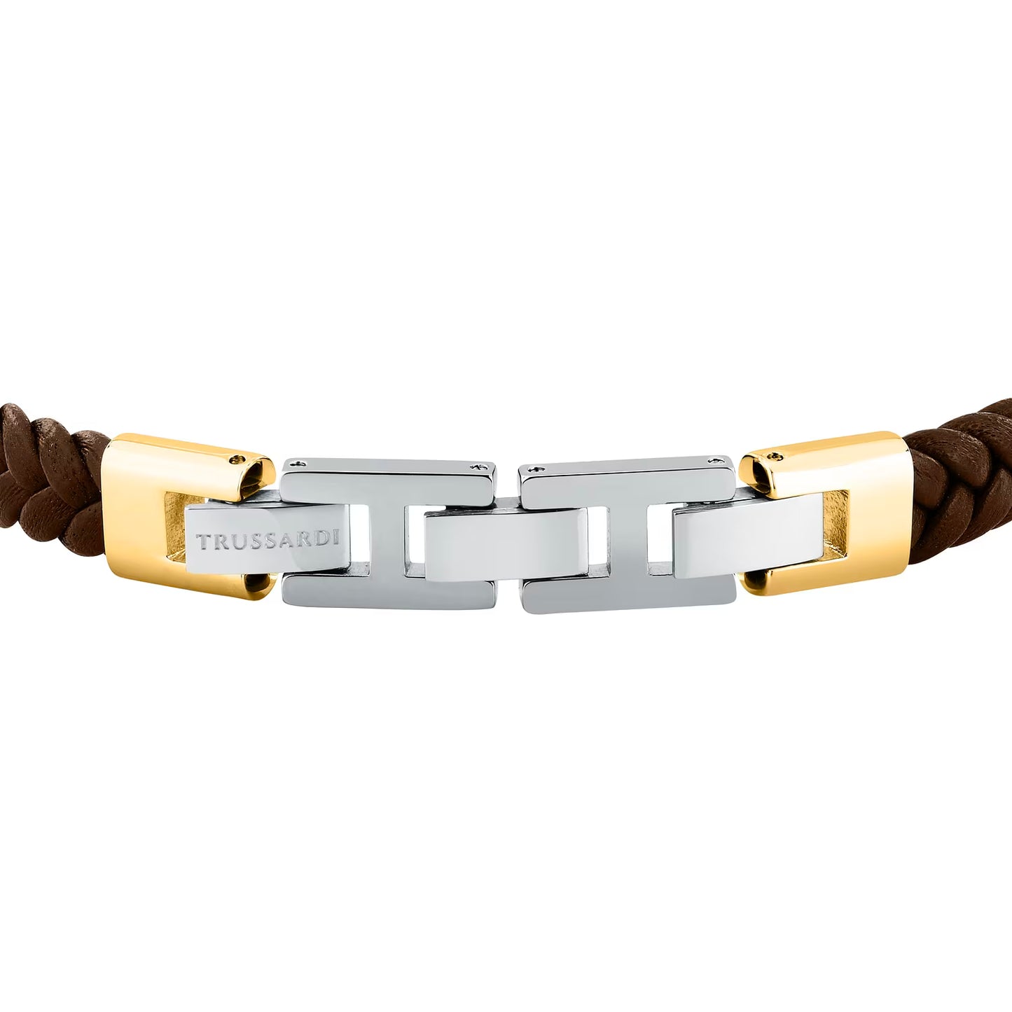 Bracciale Uomo Trussardi T-Leather TJAXZ20 – Pelle Intrecciata e Acciaio Dorato - Trussardi