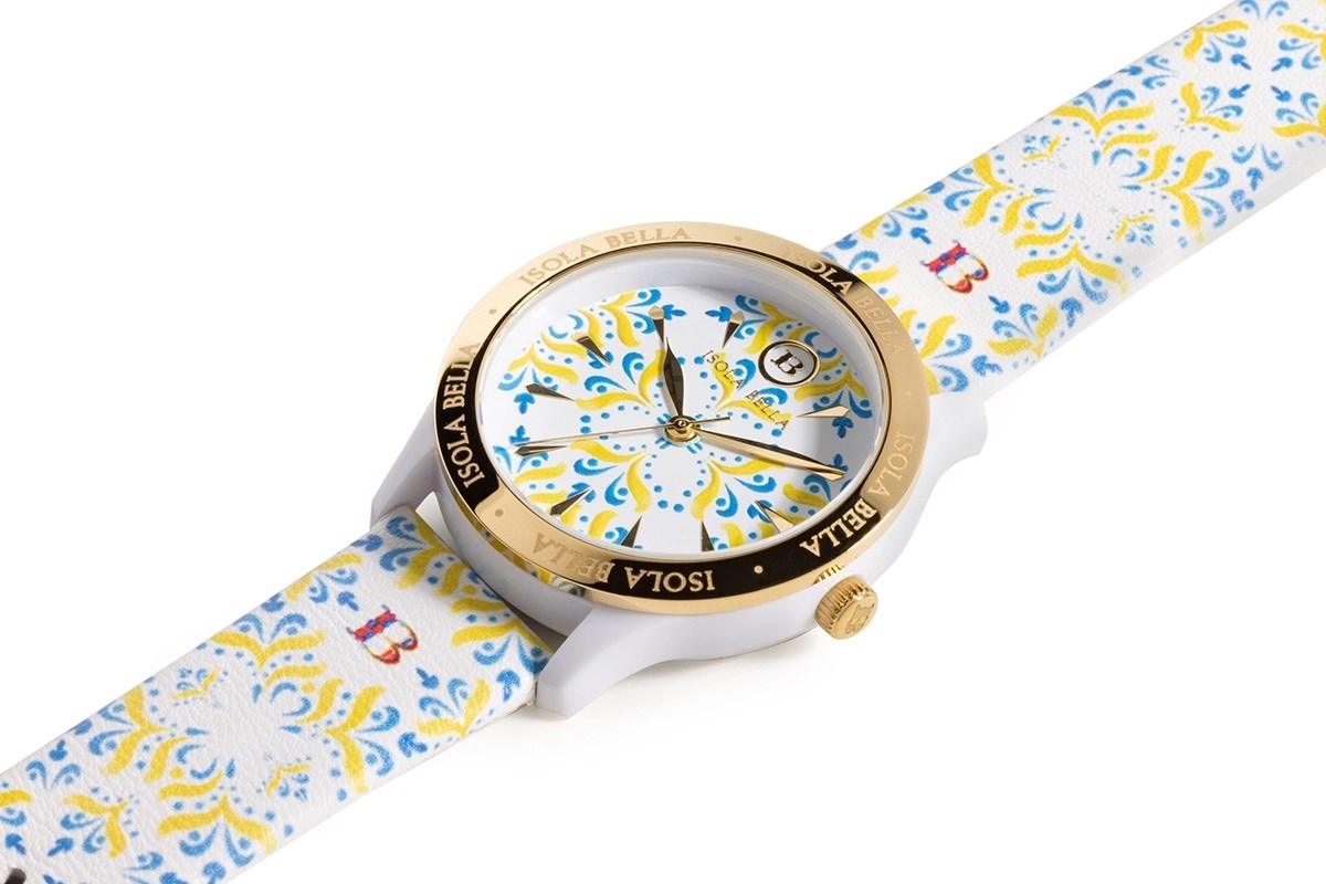 Orologio Donna Isola Bella Easy Maiolica 40000117 in Alluminio Dorato con Quadrante e Cinturino in Pelle Stampata 34 mm - Arena Gioielli