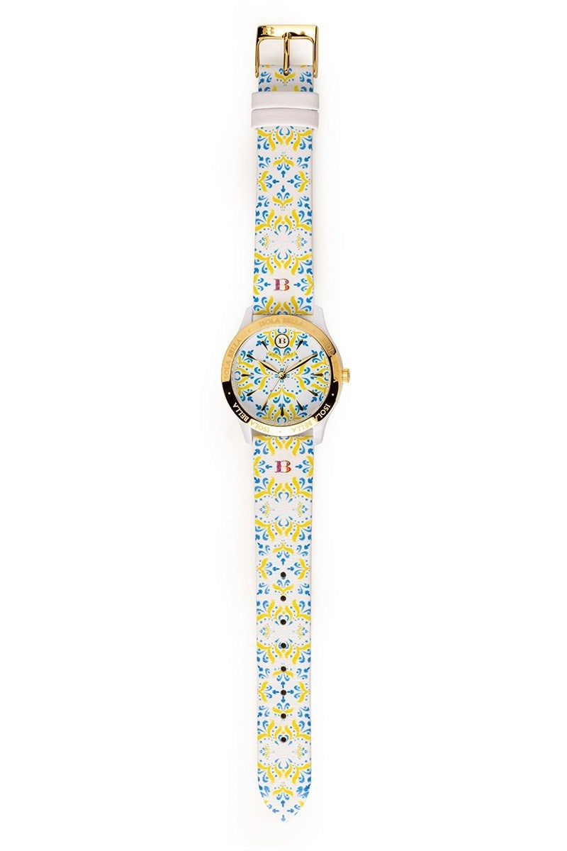 Orologio Donna Isola Bella Easy Maiolica 40000117 in Alluminio Dorato con Quadrante e Cinturino in Pelle Stampata 34 mm - Arena Gioielli