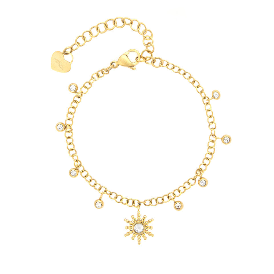 Bracciale Donna Cesare Paciotti 4US 4UBR8335W in Acciaio Dorato con Pendente Sole e Cristalli - Arena Gioielli - cesare paciotti