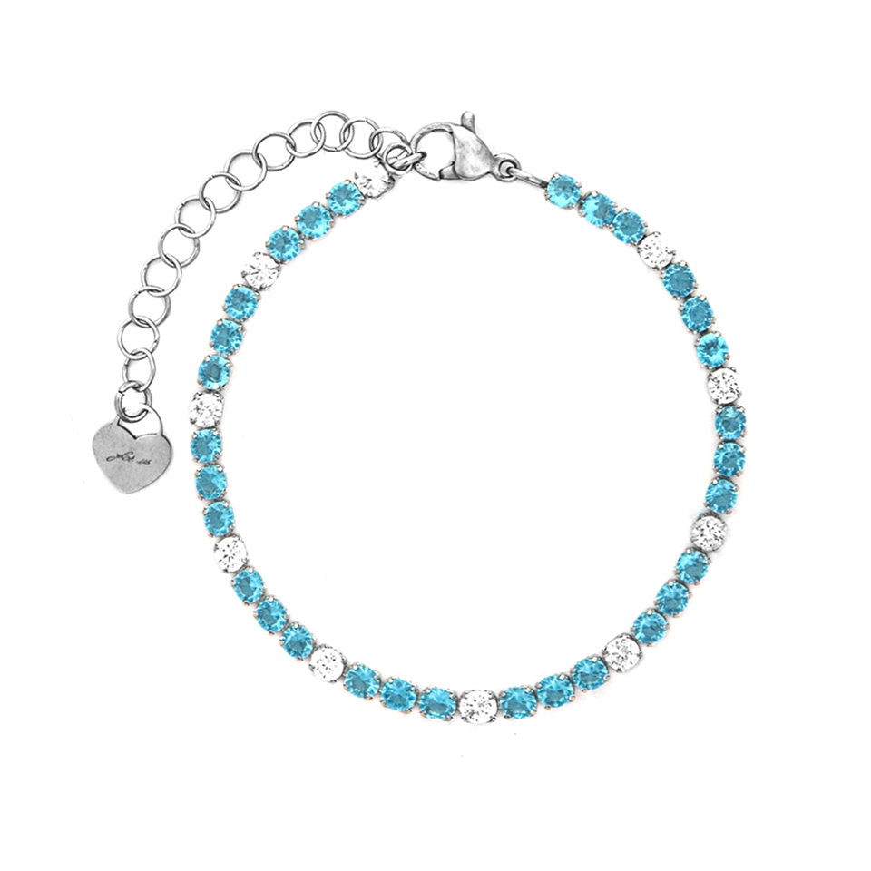 Bracciale Donna Cesare Paciotti 4US 4UBR8758W Tennis in Acciaio con Cristalli Bianchi e Azzurro Acquamarina - Arena Gioielli
