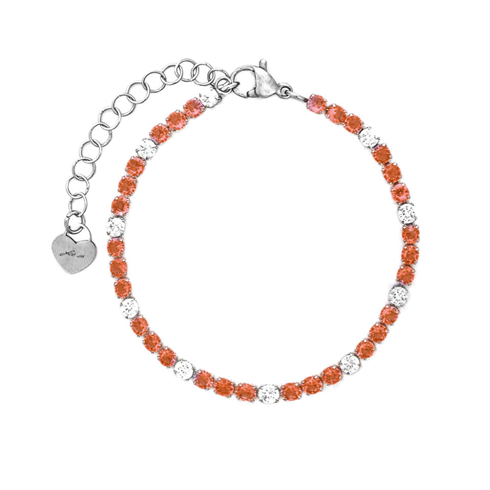 Bracciale Donna Cesare Paciotti 4US 4UBR8760W Tennis in Acciaio con Cristalli Bianchi e Arancioni / Corallo - Arena Gioielli - cesare paciotti