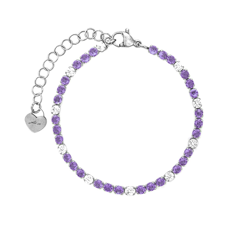 Bracciale Donna Cesare Paciotti 4US 4UBR8761W Tennis in Acciaio con Cristalli Bianchi e Lilla / Viola chiaro - Arena Gioielli - cesare paciotti