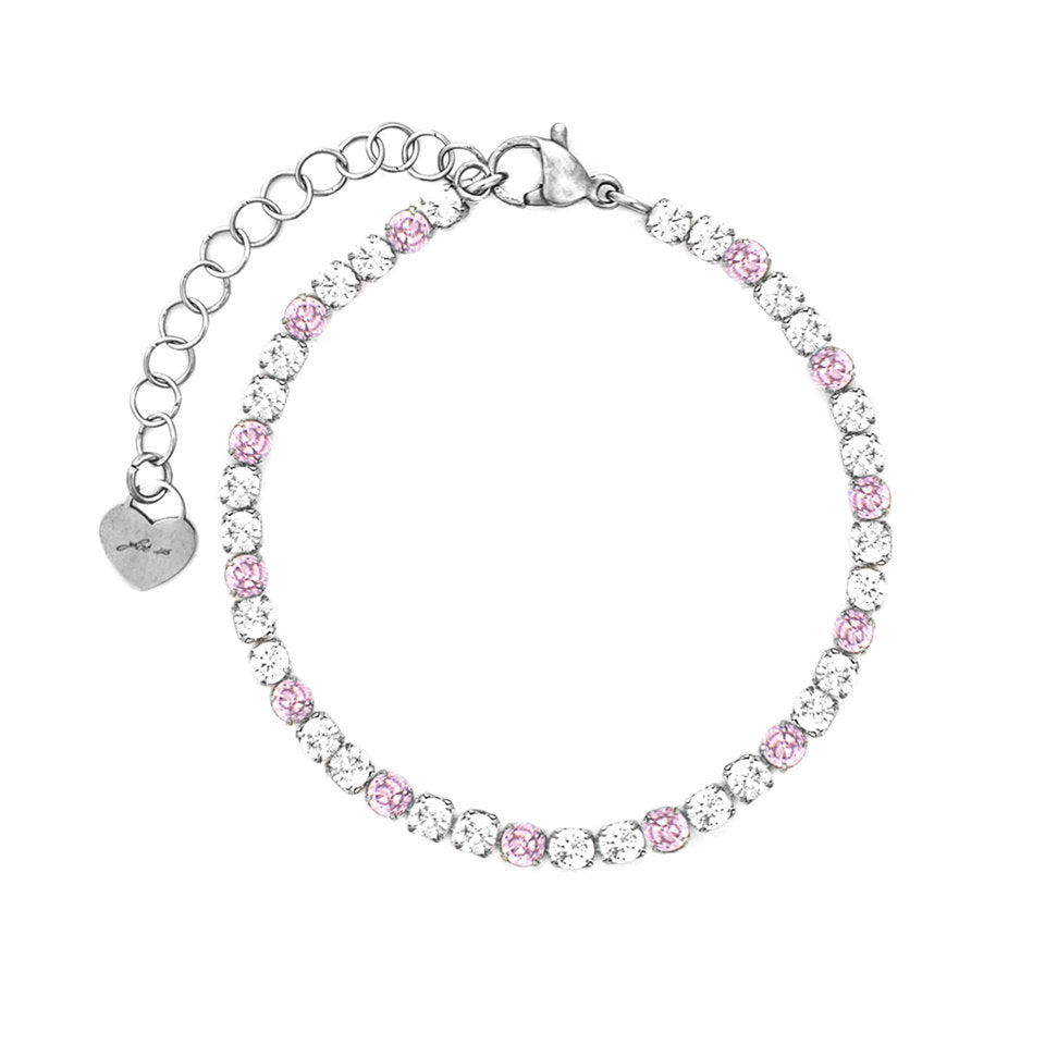 Bracciale Donna Cesare Paciotti 4US 4UBR8769W Tennis in Acciaio con Cristalli Bianchi e Rosa Chiaro - Arena Gioielli - cesare paciotti