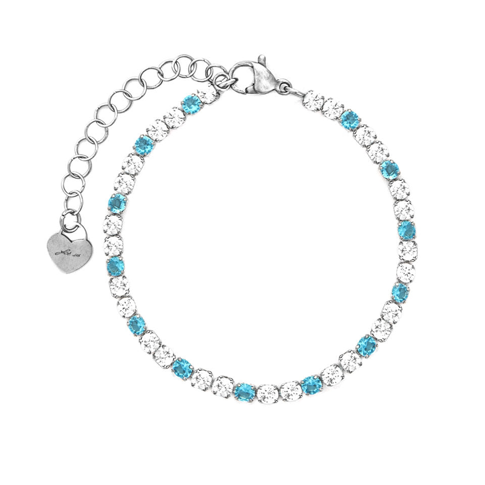 Bracciale Donna Cesare Paciotti 4US 4UBR8770W Tennis in Acciaio con Cristalli Bianchi e Azzurri - Arena Gioielli - cesare paciotti