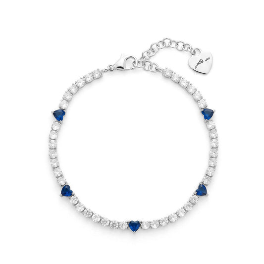 Bracciale Donna Cesare Paciotti 4US 4UBR9003W Tennis in Acciaio con Cristalli Bianchi e Cuori Blu - Arena Gioielli - cesare paciotti
