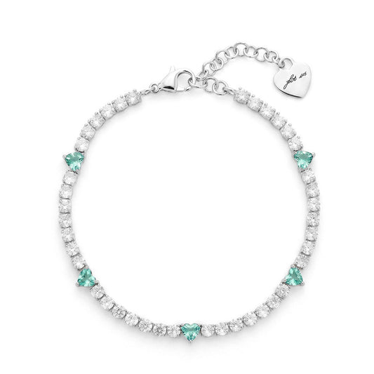 Bracciale Donna Cesare Paciotti 4US 4UBR9011W Tennis in Acciaio con Cristalli Bianchi e Cuori Azzurri - Arena Gioielli - cesare paciotti