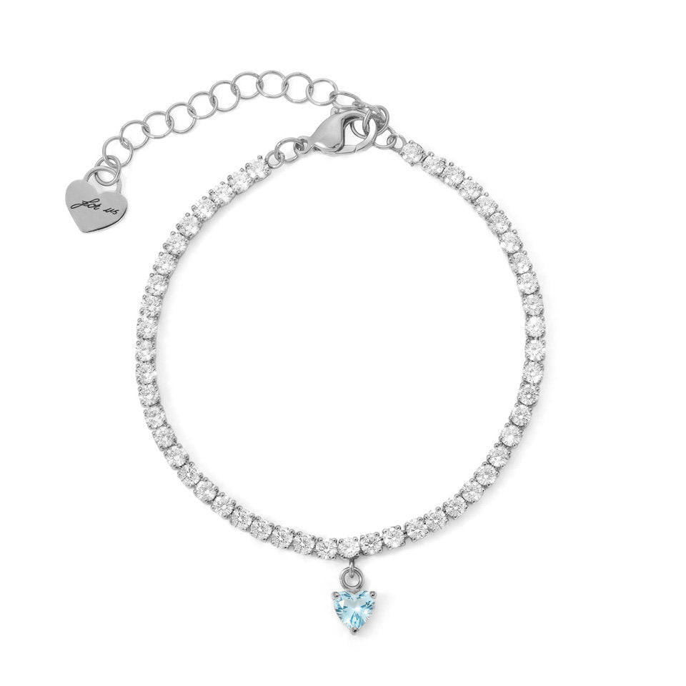 Bracciale Donna Cesare Paciotti 4US 4UBR9023W Tennis in Acciaio con Cristalli Bianchi e Pendente Cuore Azzurro - Arena Gioielli
