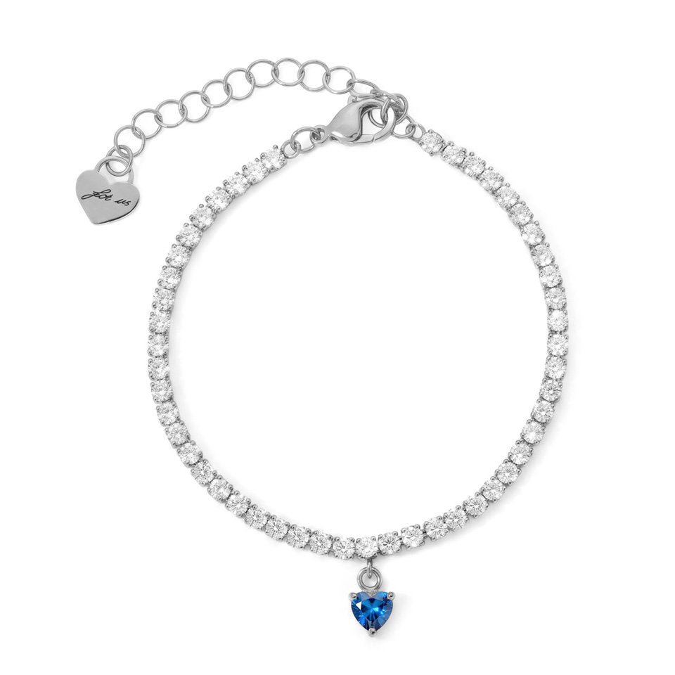 Bracciale Donna Cesare Paciotti 4US 4UBR9025W Tennis in Acciaio con Cristalli Bianchi e Pendente Cuore Blu - Arena Gioielli