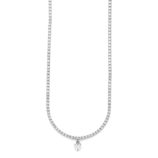 Collana Donna Cesare Paciotti 4US 4UCL9028W Tennis in Acciaio con Cristalli Bianchi e Pendente a Cuore Trasparente - Arena Gioielli - cesare paciotti