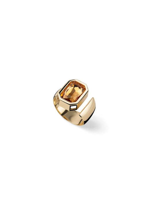 Anello Donna Unoaerre Joya Cristallo Giallo Taglio Smeraldo - Arena Gioielli  - Unoaerre