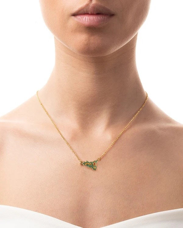 Collana Donna Isola Bella Sicilia Lapilli 60000135 Placcata Oro 24kt con Smalti e Cubic Zirconia - Arena Gioielli