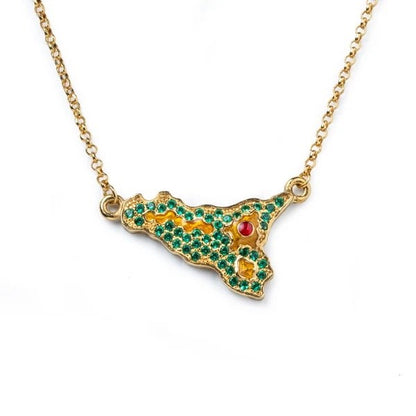 Collana Donna Isola Bella Sicilia Lapilli 60000135 Placcata Oro 24kt con Smalti e Cubic Zirconia - Arena Gioielli