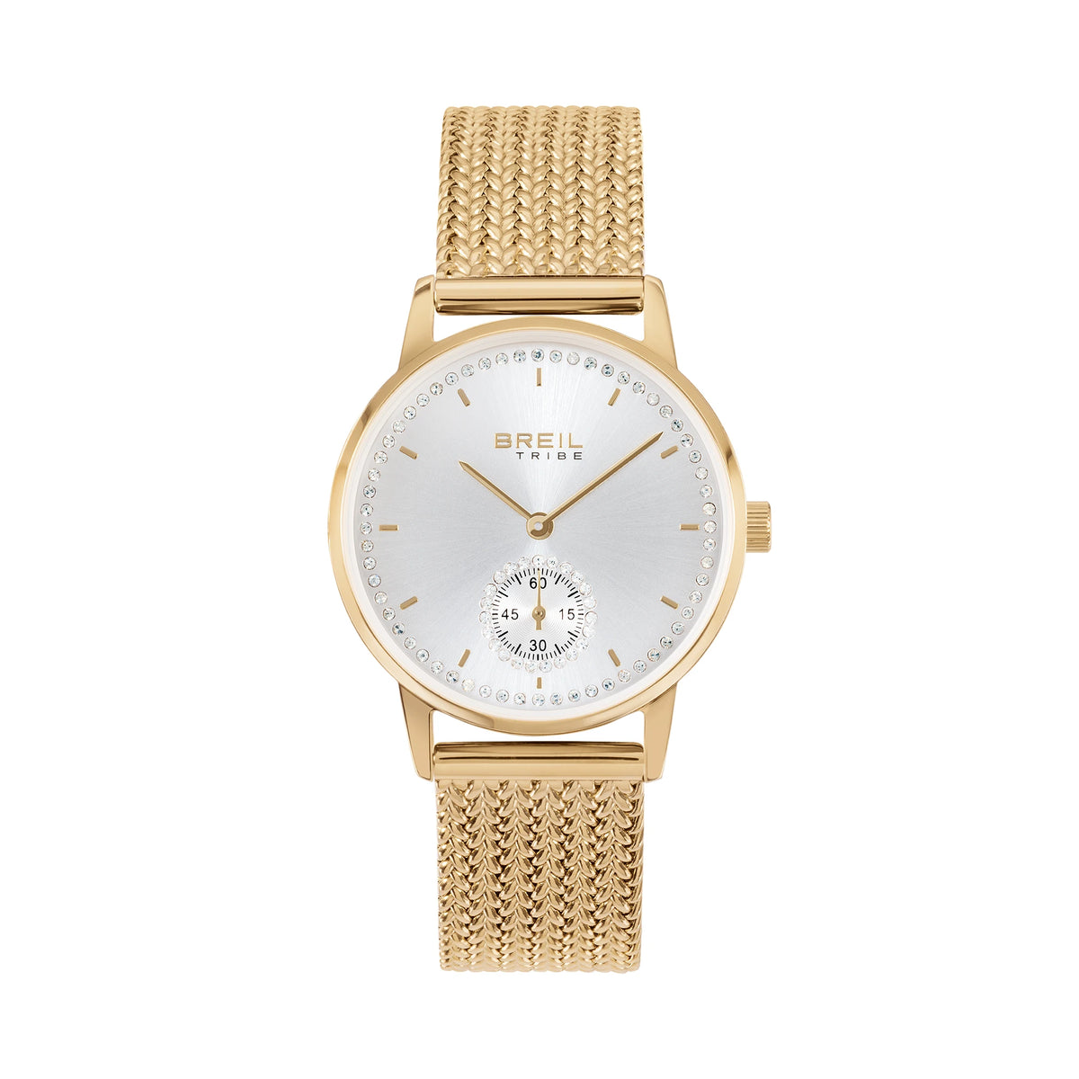 Orologio Solo Tempo Donna Breil Tribe Drop EW0803 in Acciaio Gold e Maglia Mesh con Cristalli - Breil