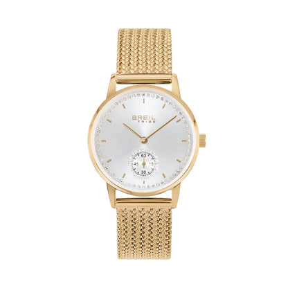 Orologio Solo Tempo Donna Breil Tribe Drop EW0803 in Acciaio Gold e Maglia Mesh con Cristalli