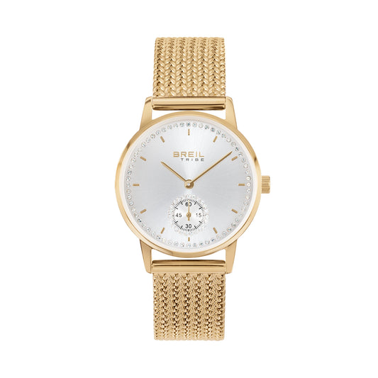Orologio Solo Tempo Donna Breil Tribe Drop EW0803 in Acciaio Gold e Maglia Mesh con Cristalli - Arena Gioielli  - Breil