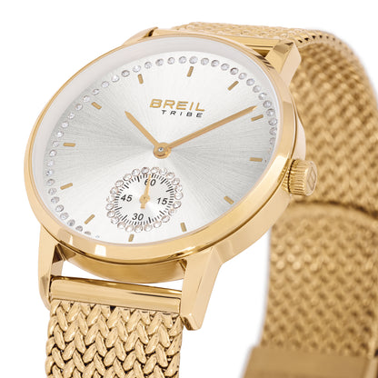 Orologio Solo Tempo Donna Breil Tribe Drop EW0803 in Acciaio Gold e Maglia Mesh con Cristalli