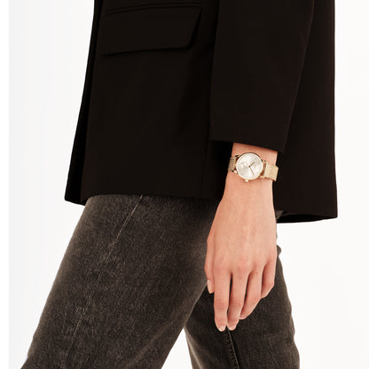 Orologio Solo Tempo Donna Breil Tribe Drop EW0803 in Acciaio Gold e Maglia Mesh con Cristalli