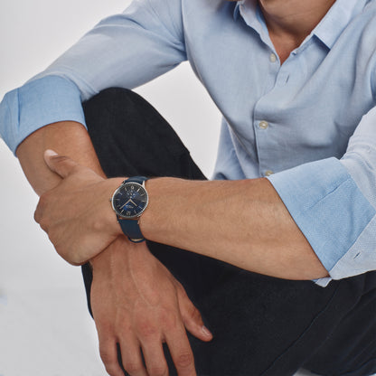 Orologio Solo Tempo Uomo Breil Tribe Belmont EW0851 in Pelle Blu e Acciaio con Quadrante Blu 39 mm