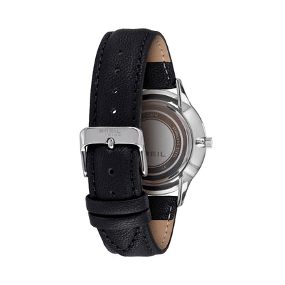Orologio Solo Tempo Uomo Breil Tribe Belmont EW0852 in Pelle Nera e Acciaio con Quadrante Argento 39 mm