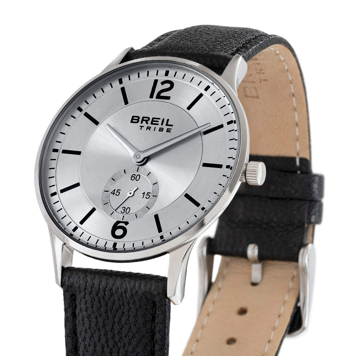 Orologio Solo Tempo Uomo Breil Tribe Belmont EW0852 in Pelle Nera e Acciaio con Quadrante Argento 39 mm - Breil