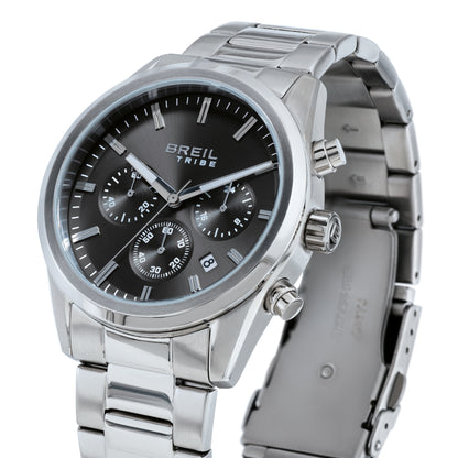 Orologio Cronografo Uomo Breil Tribe Upton EW0860 in Acciaio Silver con Quadrante Nero 41 mm