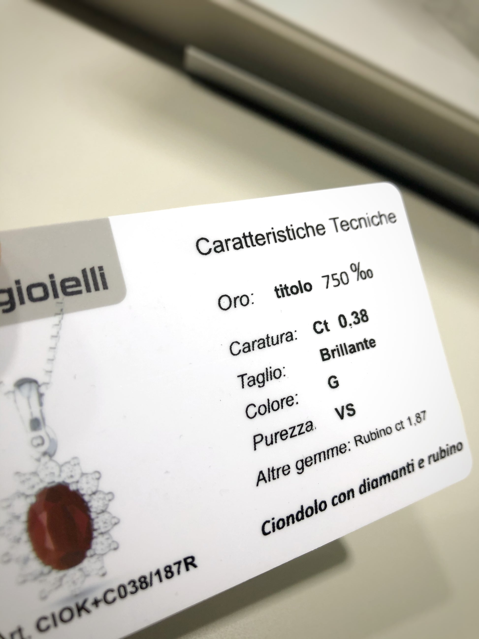 Collana PG oro, diamanti e rubino CIOK+038/187R - Arena Gioielli 